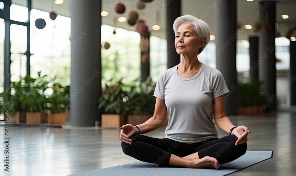 A Tranquil Woman Practicing Yoga in a Serene Environment A Tranquil Woman Practicing Yoga in a Serene Environment