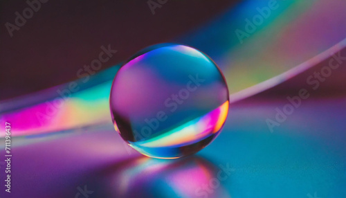 Rainbow colored spherical glass figurine