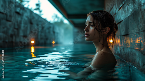 woman in a spa relaxing in water