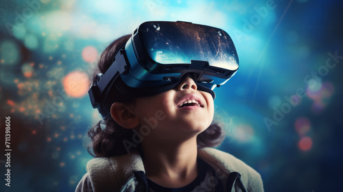Portrait of a child wearing virtual glasses