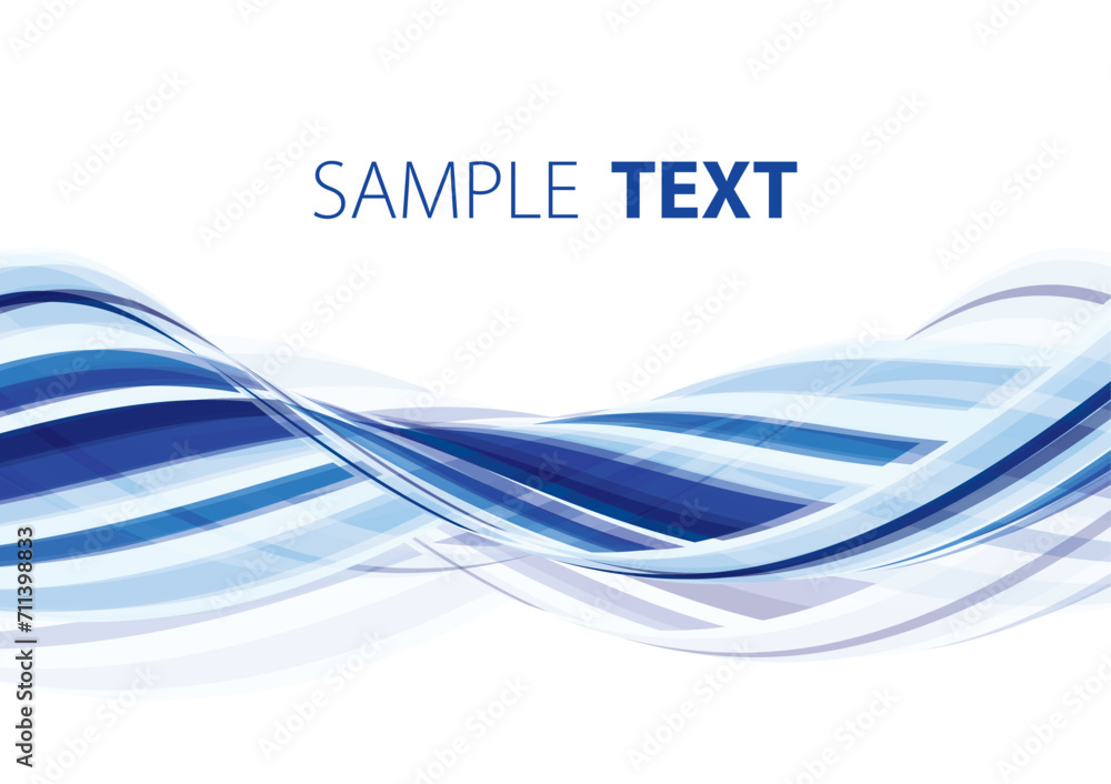 Naklejka premium Blue wave on white abstract background. Vector