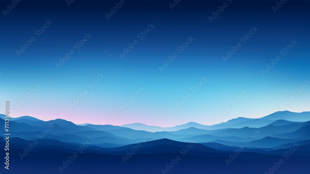 Landscape view of mountain in blue color style.	