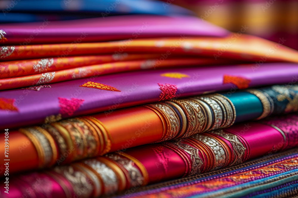Beautiful Thai silk with flower sewing on it. Beautiful Thai silk with flower sewing on it.