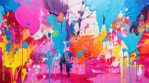 Abstract paint painting colorful wallpaper  in the style of abstract expressionist drips  sgrafitto  punctured canvases  splatter paintings