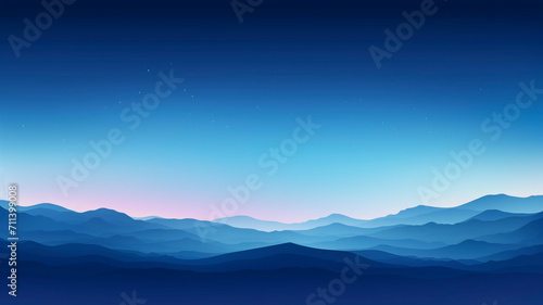 Landscape view of mountain in blue color style. 