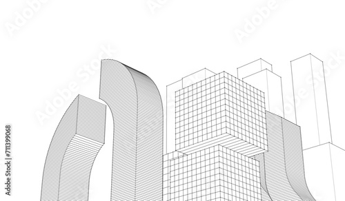 abstract architecture city 3d rendering