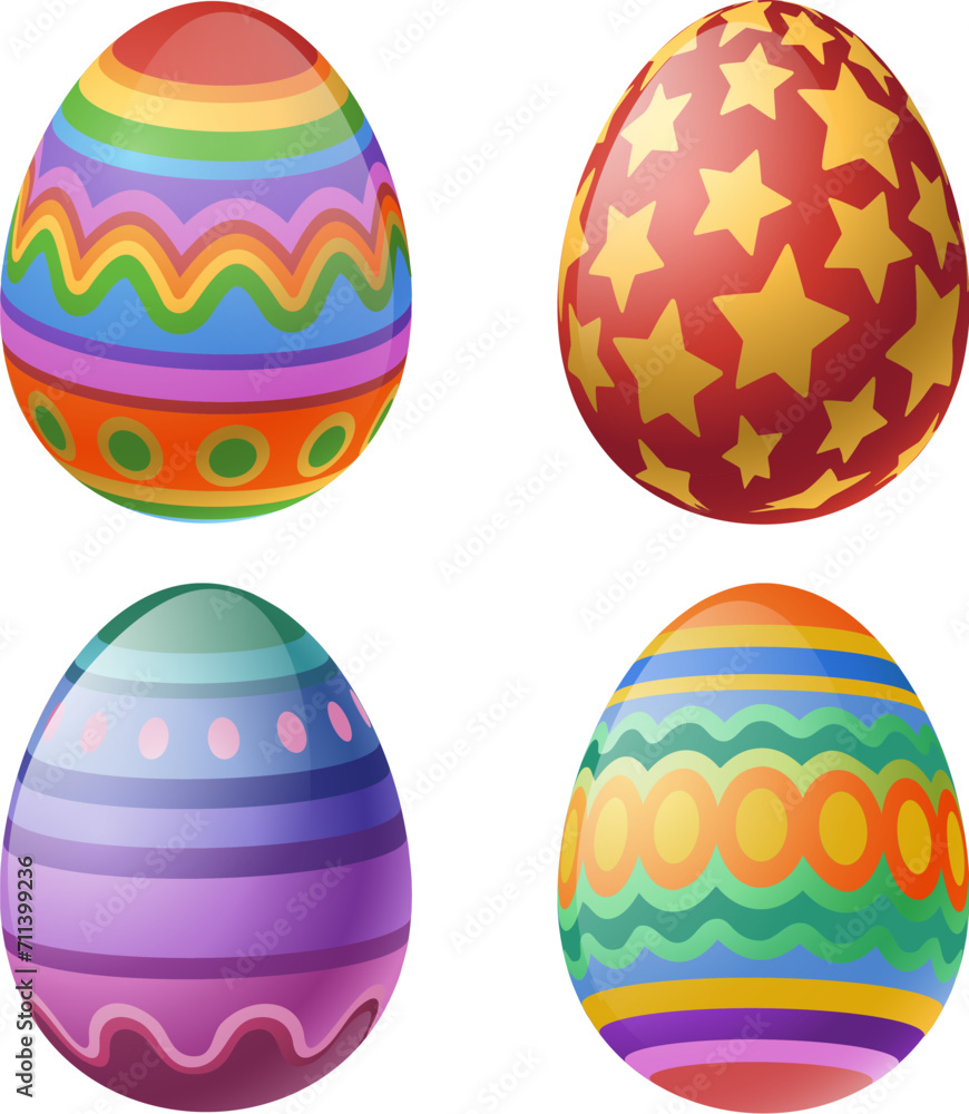Easter eggs, chocolate egg set, cartoon drawing illustration Easter eggs, chocolate egg set, cartoon drawing illustration