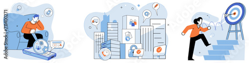 Business manage. Vector illustration. The influence managers can shape culture organization The ability to adapt to market dynamics is crucial in business management Investments in technology