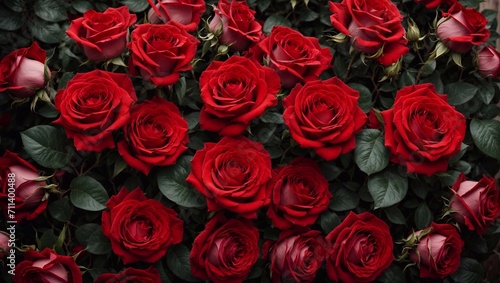 bouquet of red roses, valentine day, romantic background.