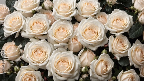 bouquet of white roses, valentine day, romantic background.