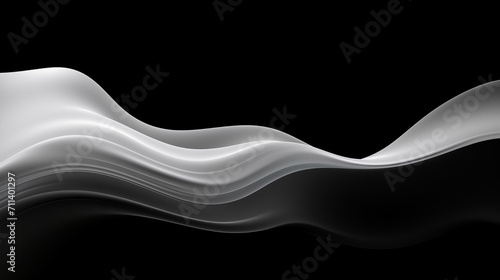 Néon effet flou, vague en mouvement, noir et blanc sur fond noir. Pour conception et création graphique, bannière.