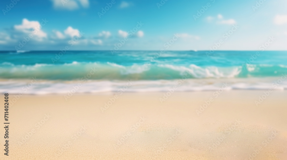 Natural blurred defocused background for concept summer vacation. Nature of tropical summer beach with rays of sunlight. Light sand beach, ocean water sparkles against blue sky. Natural blurred defocused background for concept summer vacation. Nature of tropical summer beach with rays of sunlight. Light sand beach, ocean water sparkles against blue sky.