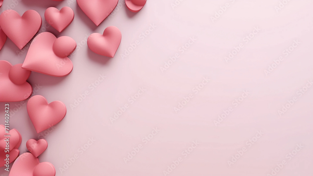 heart on the side of a matte pink background