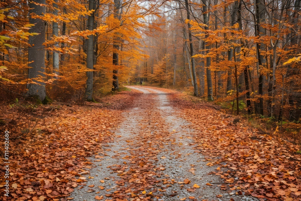 Autumn Leaves on Forest Path