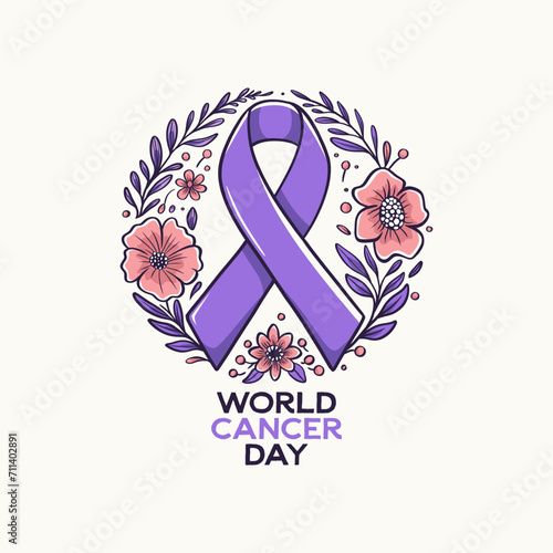 Vector illustration retro vintage hand drawn for world cancer day 3