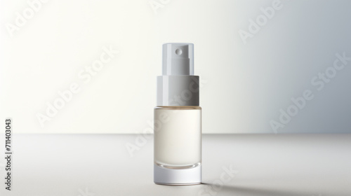 Serum cosmetic bottle mockup with leaves, shadow from sun, natural light from windows,product presentation