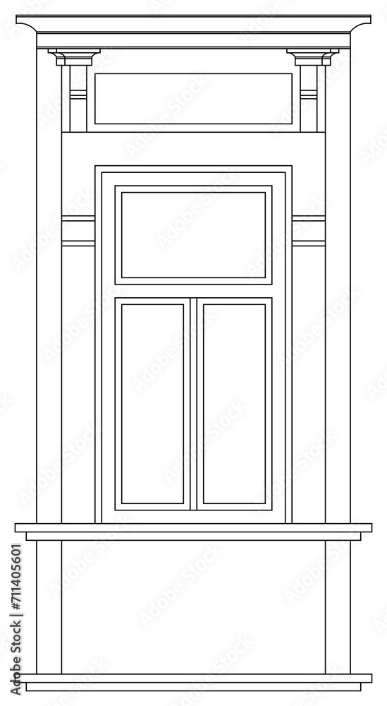 Historical Decorative Window, Europe around 1900, Architectural Drawing Historical Decorative Window, Europe around 1900, Architectural Drawing