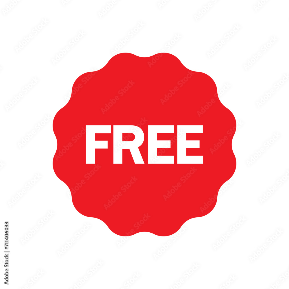 Free vector icon. Red badge sticker illustration sign. Promotion and advertising. Free vector icon. Red badge sticker illustration sign. Promotion and advertising.