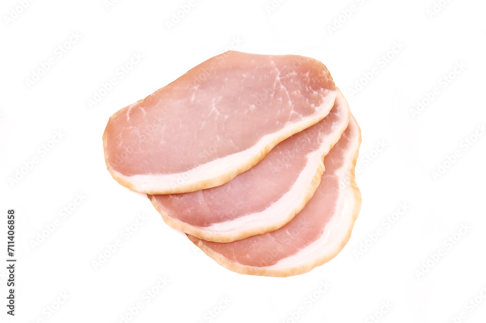 Sliced ham on white background Sliced ham on white background