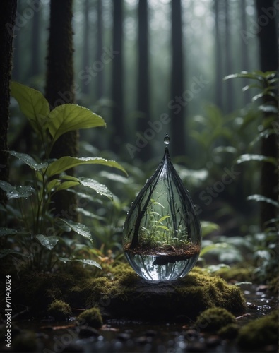water drop in a glass