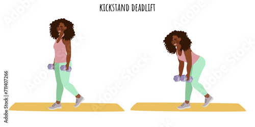 Young woman doing kickstand deadlift exercise