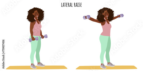 Young woman doing lateral raise exercise