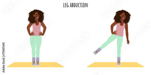Young woman doing leg abduction exercise