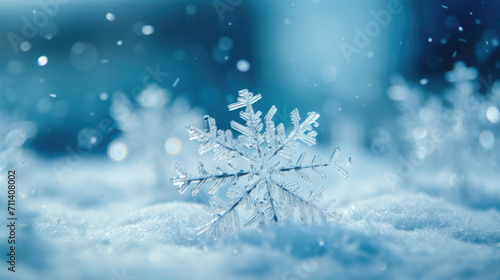 Winter's Elegance: Detailed Shots of Snowflakes in the First Snowfall © Graphics.Parasite