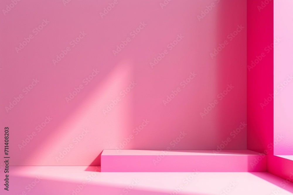Empty pink room interior with window shadow. Abstract studio background template for product presentation and display. Empty pink room interior with window shadow. Abstract studio background template for product presentation and display.