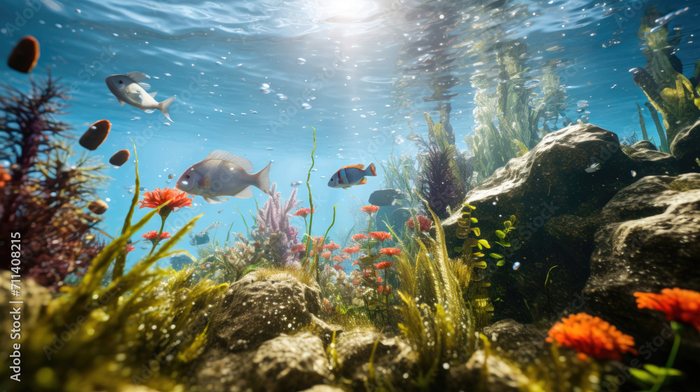 Obraz premium Essence of Aquatic Adventures: Stunning Splash Visuals and Dynamic Water