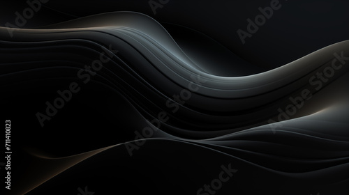 Néon effet flou, vague en mouvement, noir sur fond noir. Pour conception et création graphique, bannière.