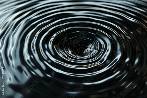 Black water surface water drop wave background, close up  