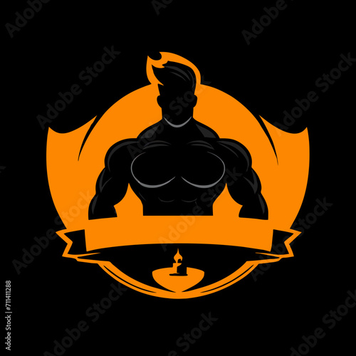 men body builder, men fitness logo design for gym and fitness club 