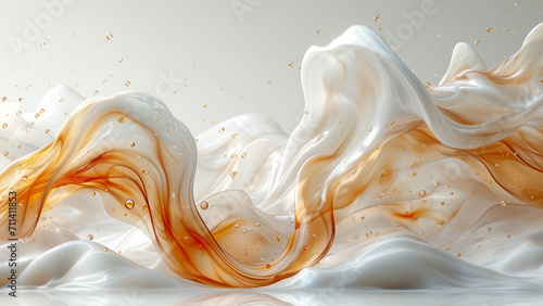 Abstract cream honey milk bubble liquid wave background for cosmetic or food dairy drink