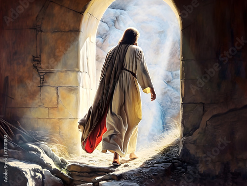 Resurrection Of Jesus at empty tomb photo