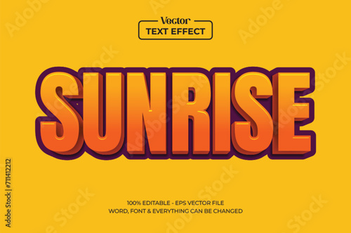 sunrise text effect template with 3d style editable font effect