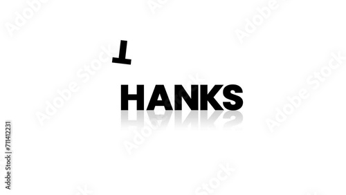 THANKS lettering with reflections on the floor - abstract background with text animation
