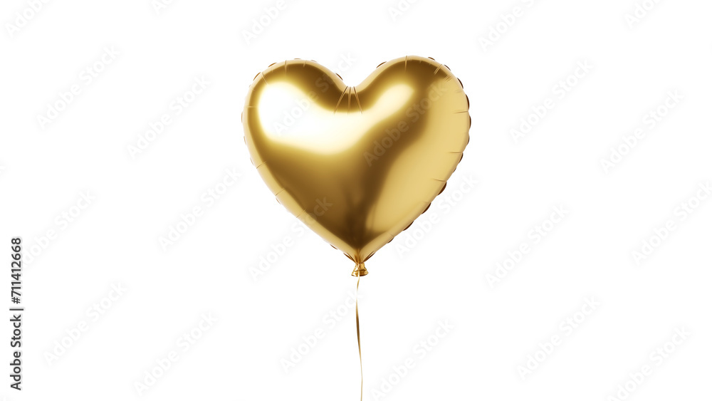 Golden balloon in heart shape cut out. Gold air balloon in heart on transparent background Golden balloon in heart shape cut out. Gold air balloon in heart on transparent background