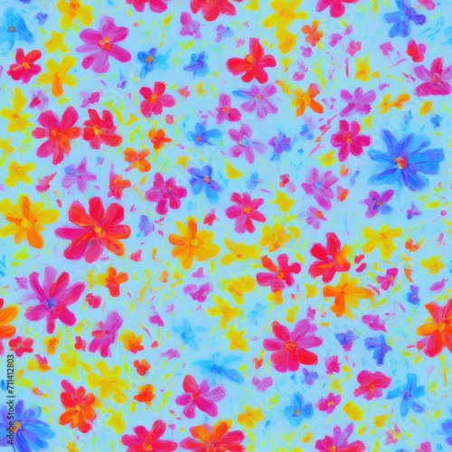 Flowers. Abstract seamless pattern. AI generated.