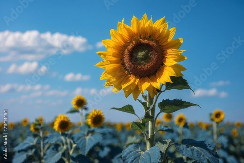 sunflower field with blue sky