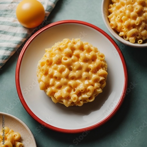 Delicious Homemade Creamy Macaroni and Cheese on Rustic Table - Gourmet Comfort Food Concept