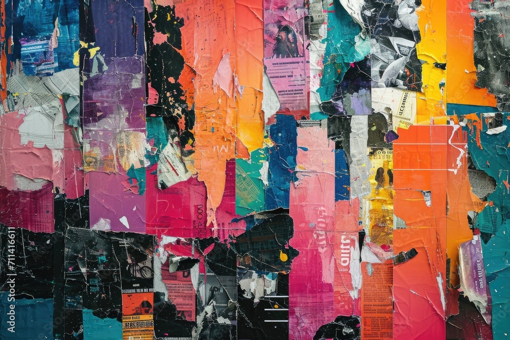 Fototapeta premium Vibrant Torn Magazine Collage