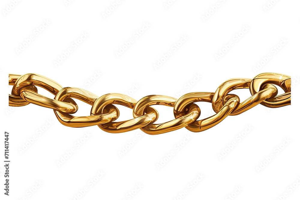 Fototapeta premium Realistic gold circle frame chain texture. Golden round chains link isolated on a Transparent background. Generative AI