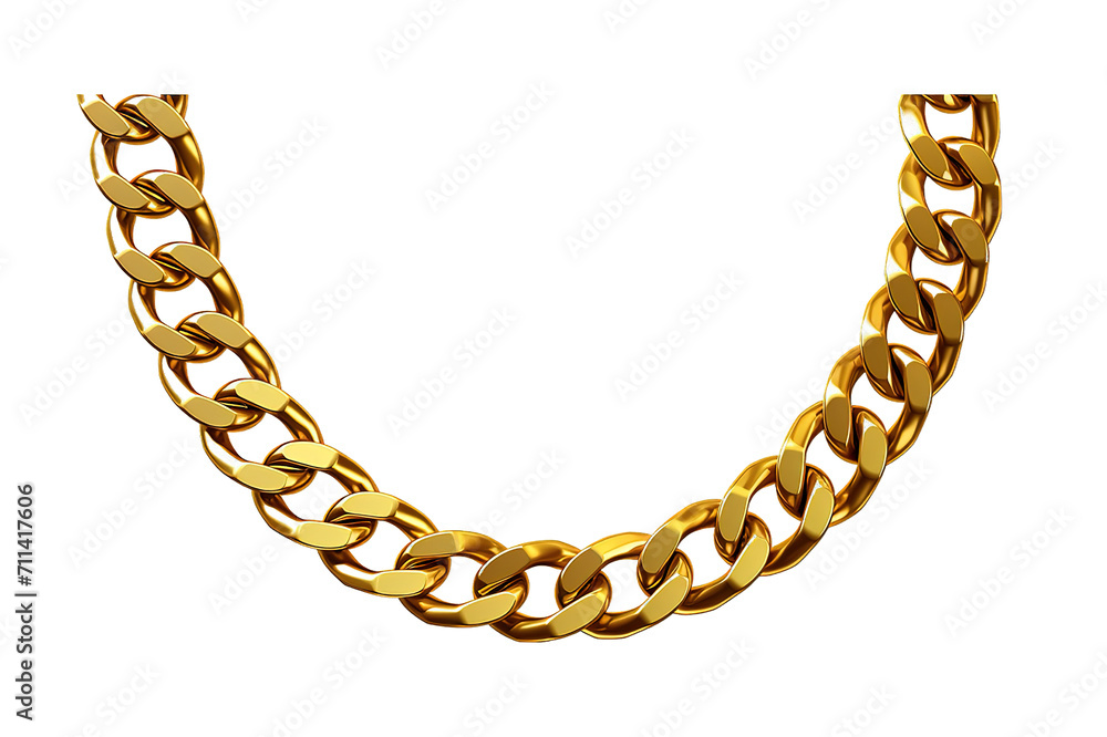 Obraz premium Realistic gold circle frame chain texture. Golden round chains link isolated on a Transparent background. Generative AI