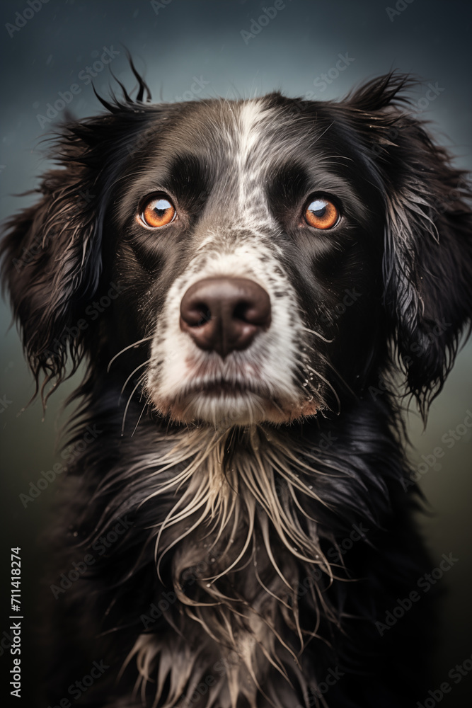 Black hound portrait,created with Generative AI tecnology.