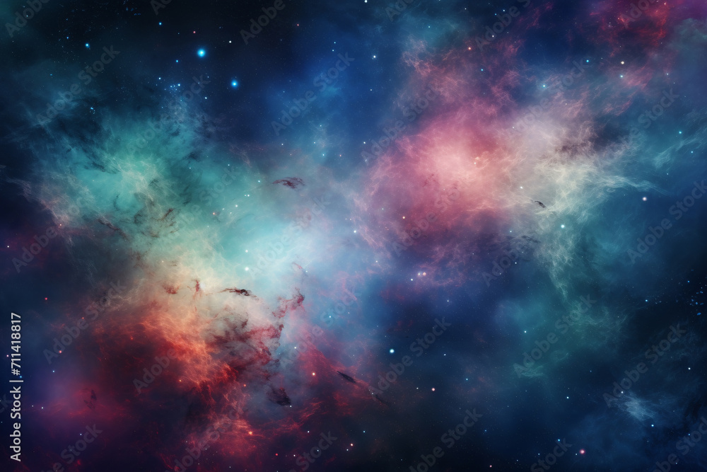 Colorful Nebula Galaxy in Deep Space