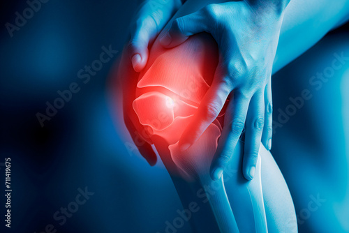 Knee Joint Injury Examination, Leg Problem Scheme, Knee Painful Skeleton X-ray, Jumper Knee photo