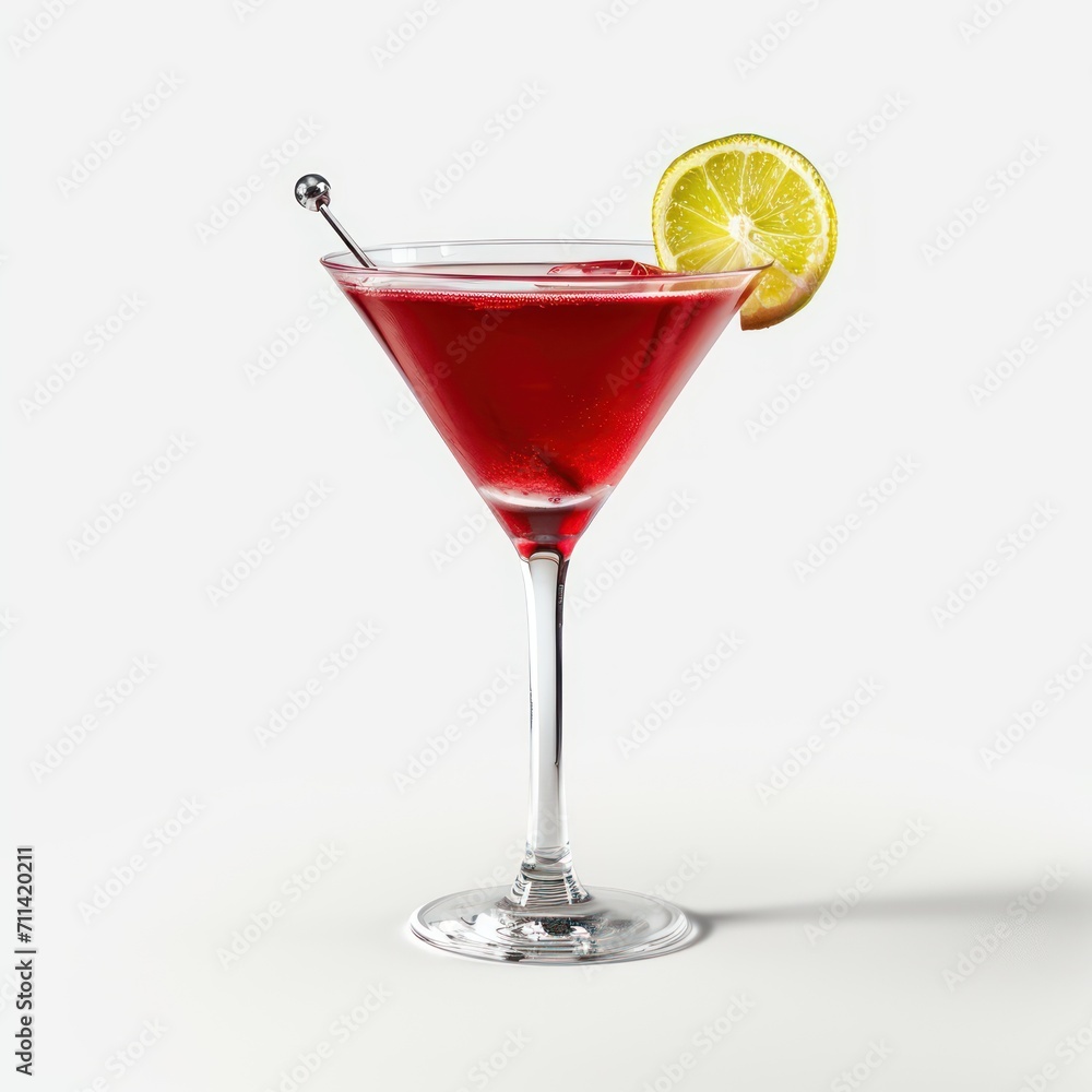 Cosmopolitan cocktail in a martini glass. Clean background. For a restaurant or bar menu