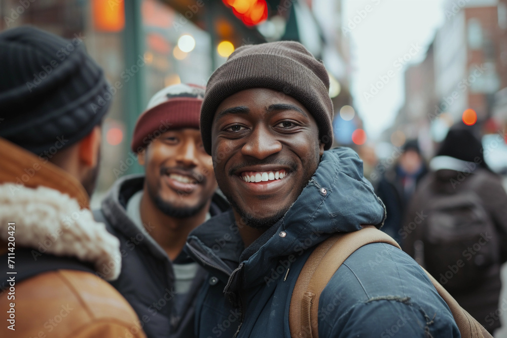 An African American Man in a Beanie Looking at Camera An African American Man in a Beanie Looking at Camera