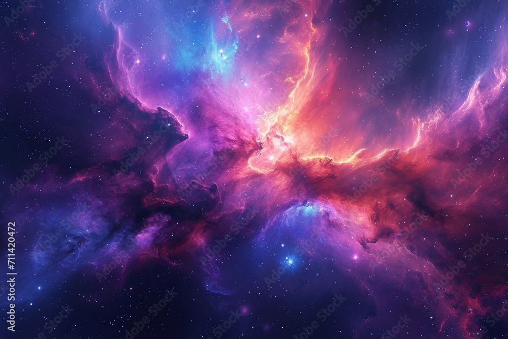 Naklejka premium Cosmic Symphony: A Stellar Spectacle of Swirling Colors